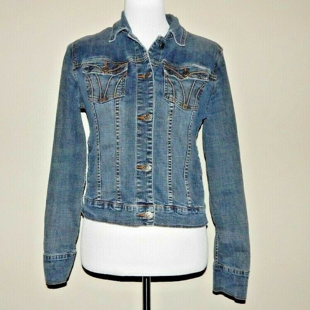 C'est toi Button Front Denim Blue Jean Jacket